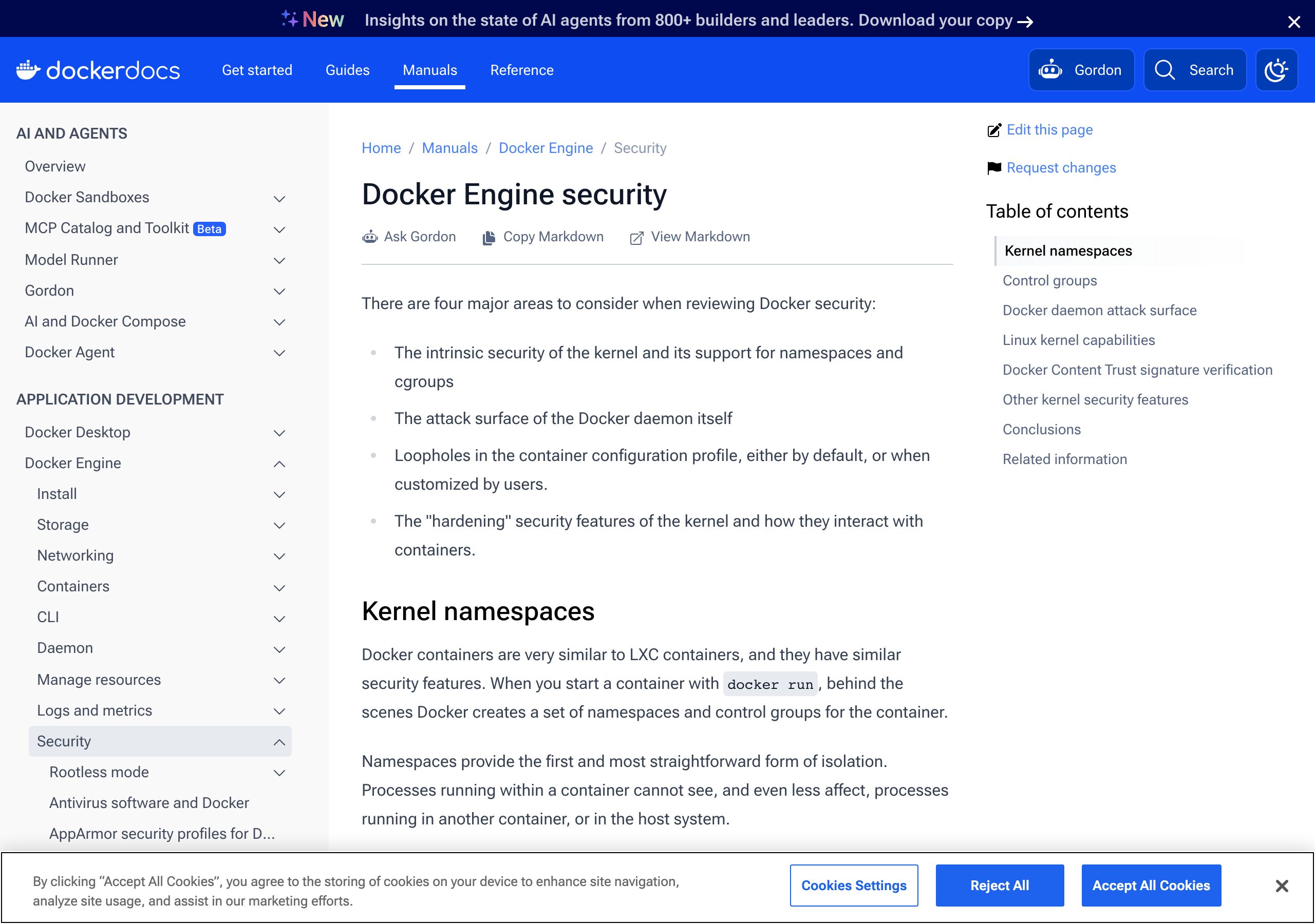 Docker公式 Docker Engine security ドキュメント（Playwright実撮影）