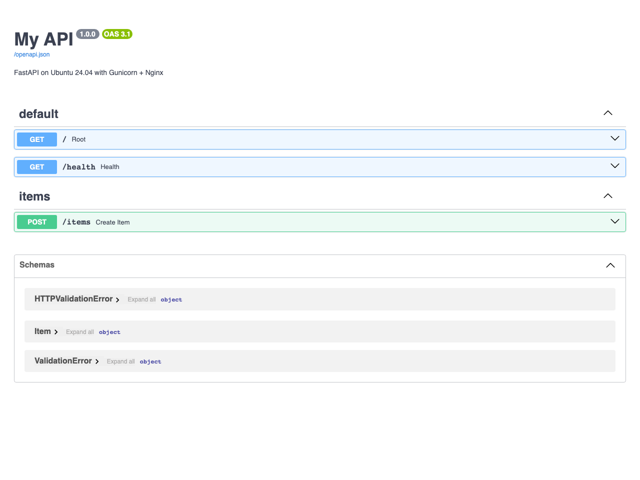 FastAPI Swagger UI(/docs)— ブラウザから直接APIをテストできる(Playwright 実撮影)