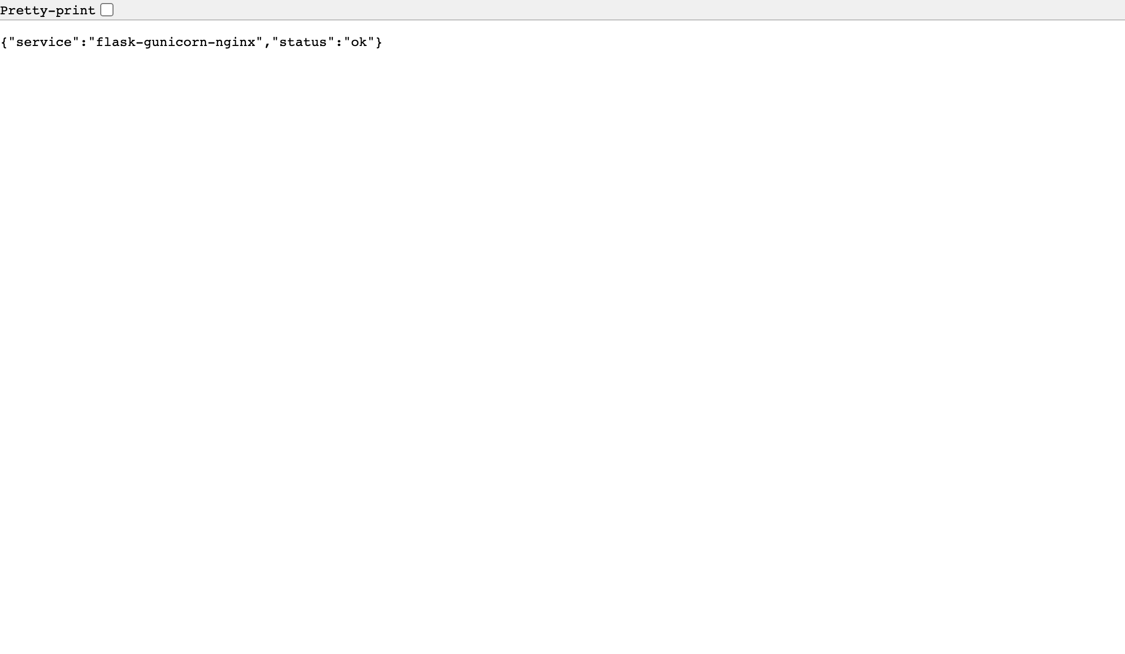 ブラウザで/healthのJSONレスポンスを表示した実画面