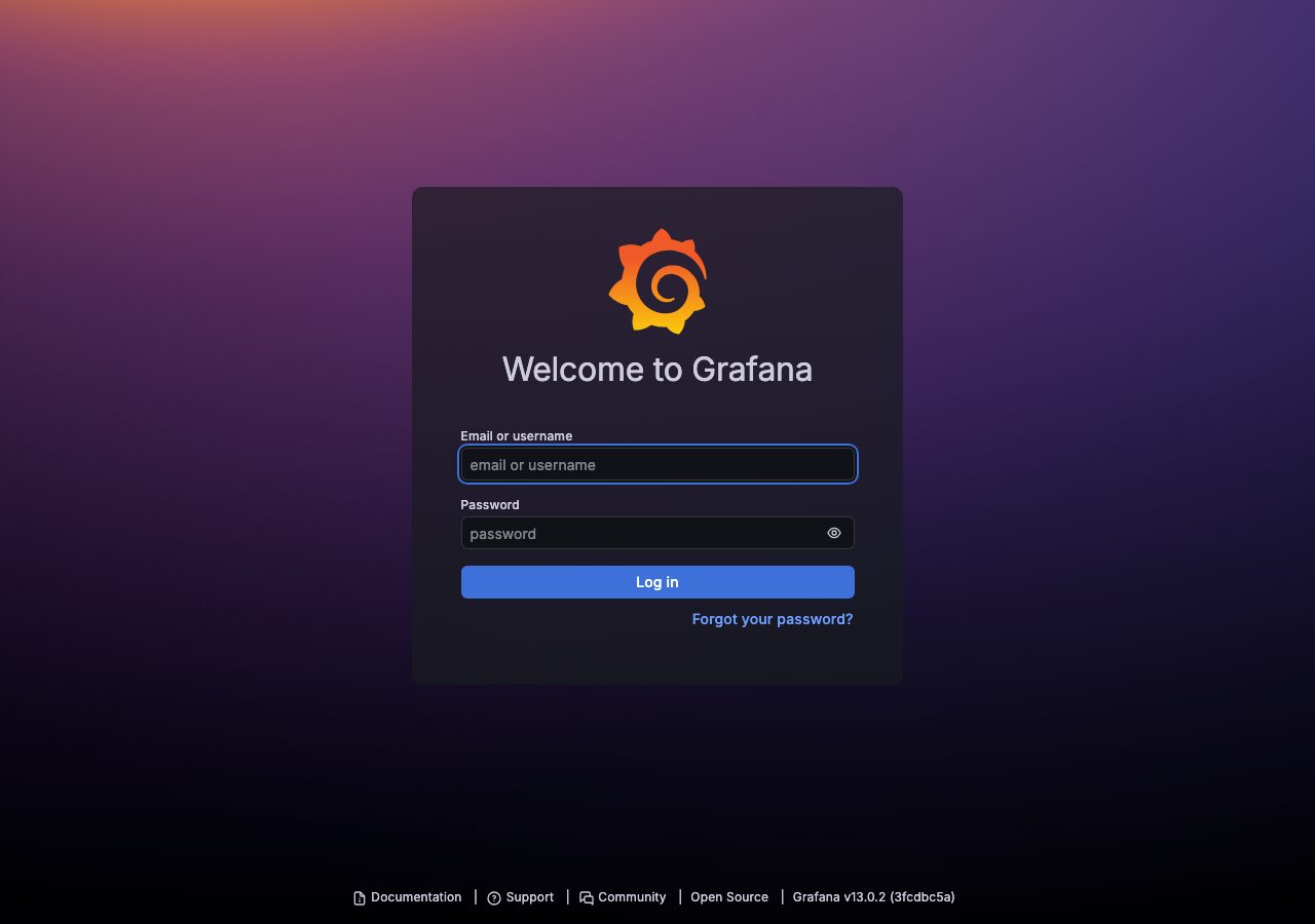 Grafana 13.0.2 ログイン画面(実測)