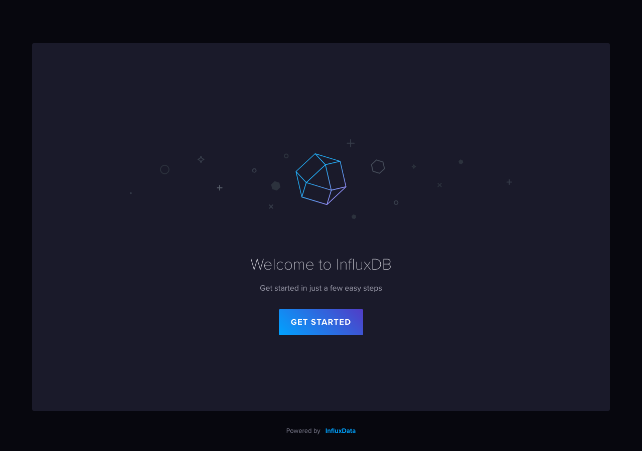 InfluxDB 起動直後のウェルカム画面(実測)