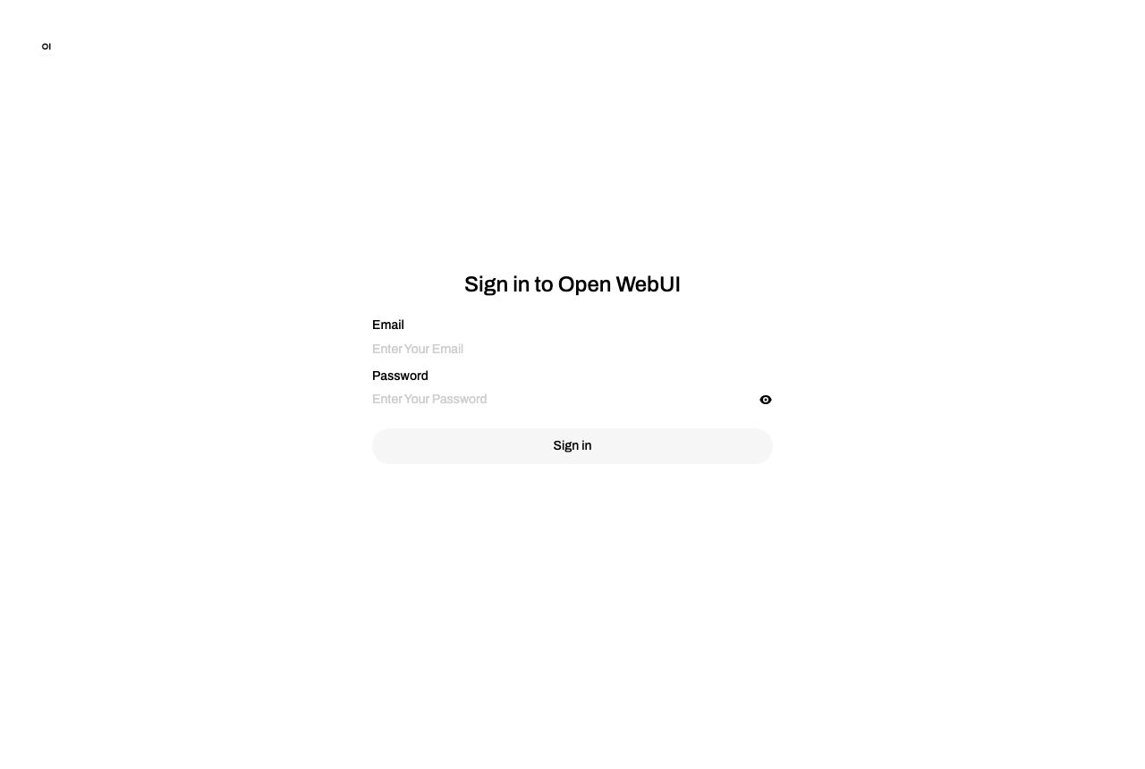 Open WebUI のサインイン画面（実起動）