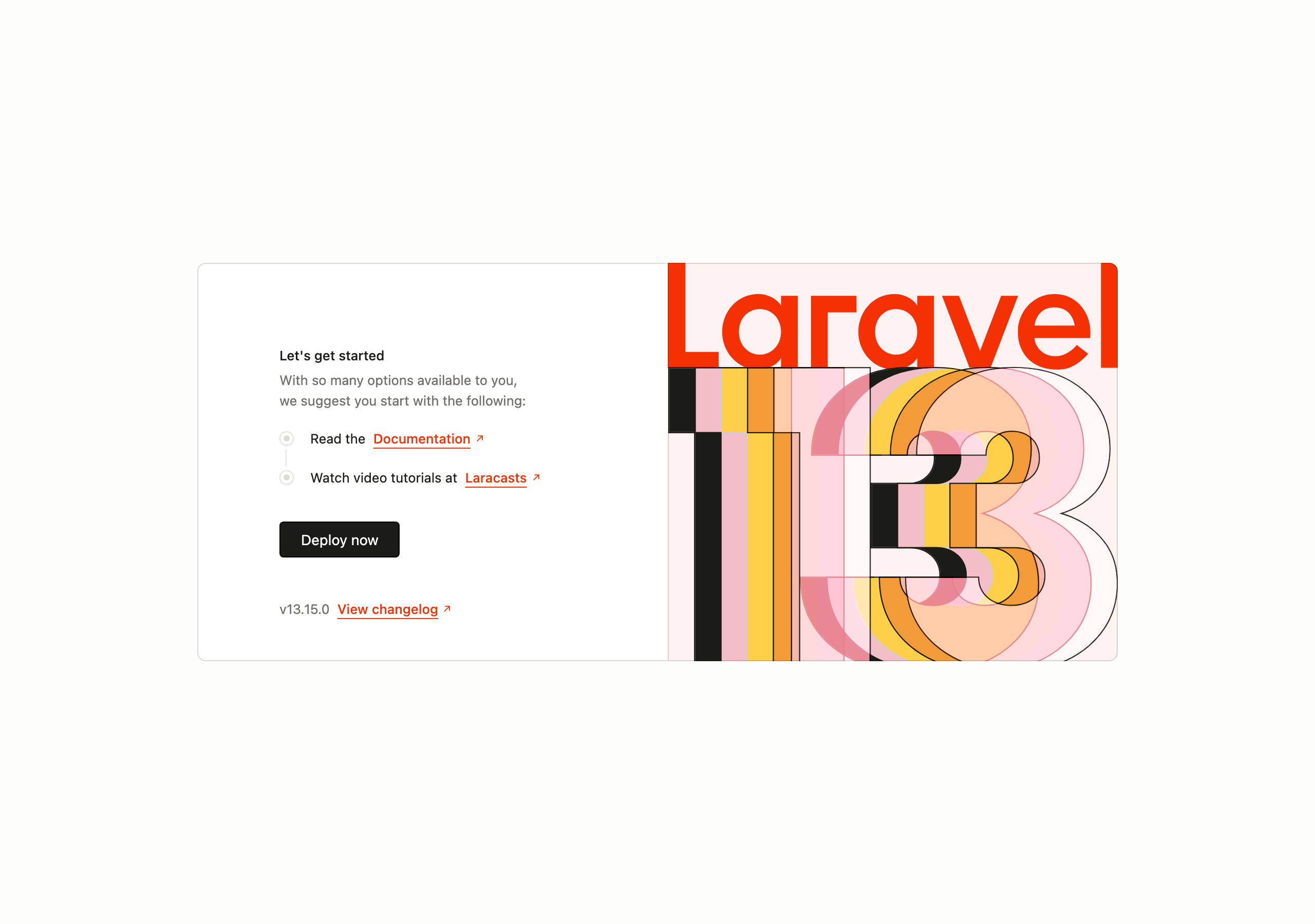 Nginx+PHP-FPM が配信する Laravel 13.15.0 ウェルカムページ(実ブラウザ撮影)
