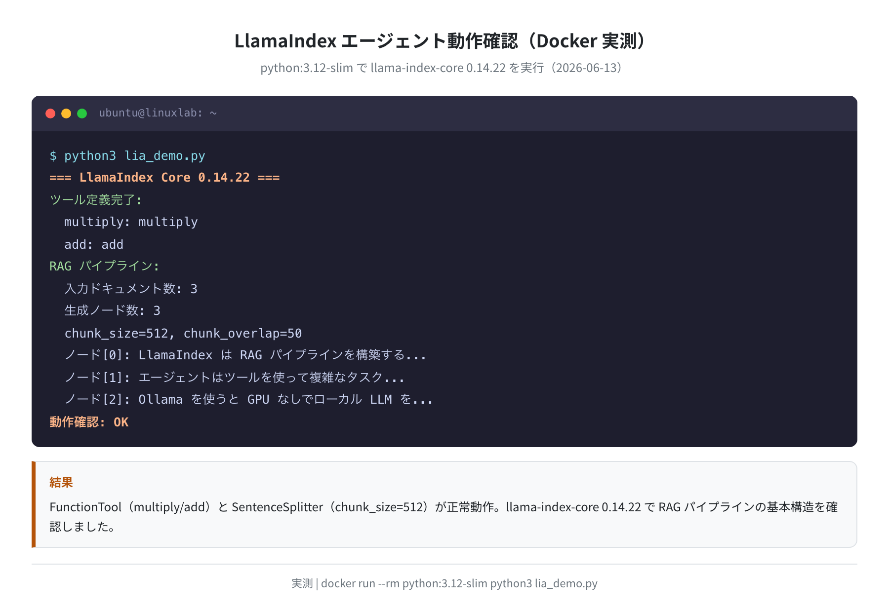 エージェント動作確認(実測)