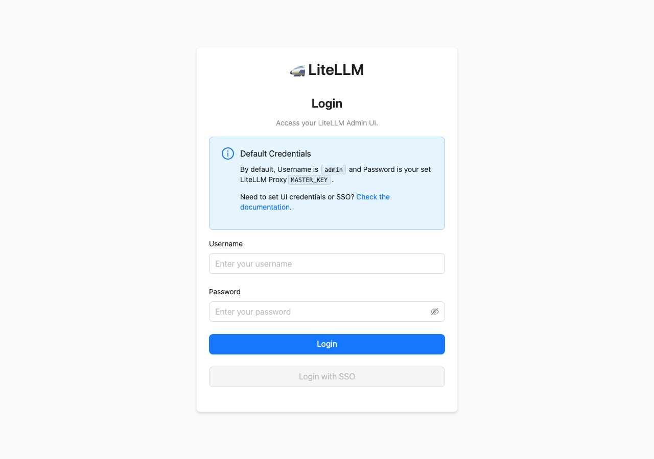 LiteLLM Admin UI のログイン画面（Playwright実撮影）