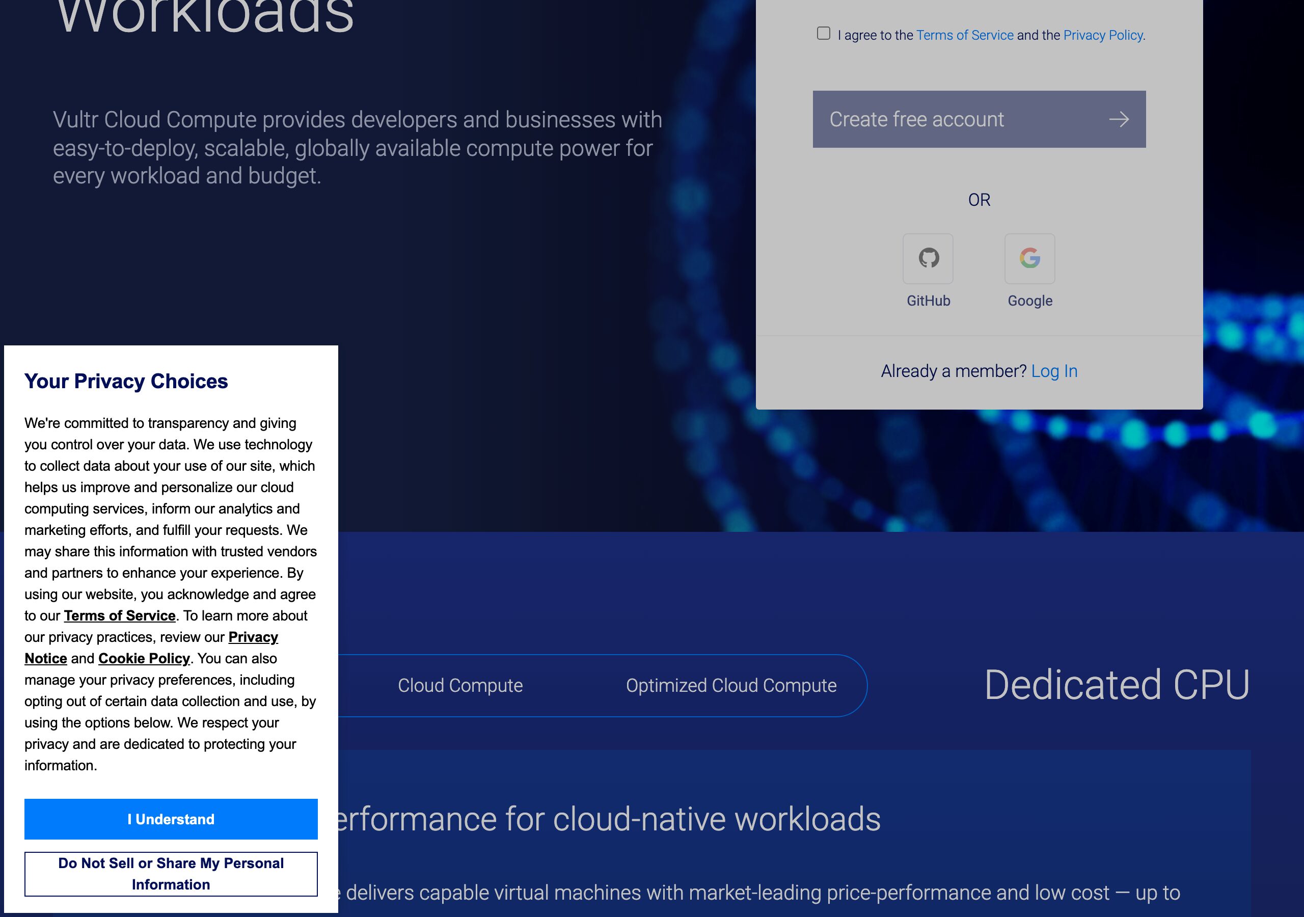 Vultr Cloud Compute プロダクトページ(Playwright実撮影)