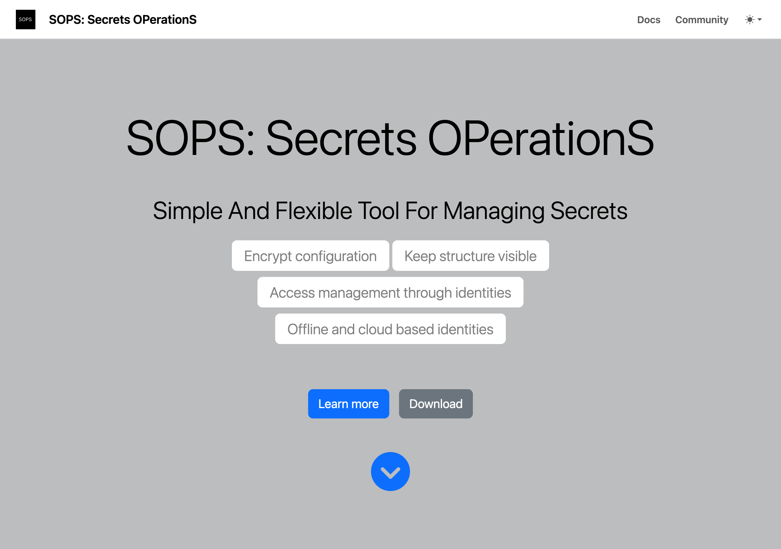 SOPS 公式サイト getsops.io(Playwright 実撮影)