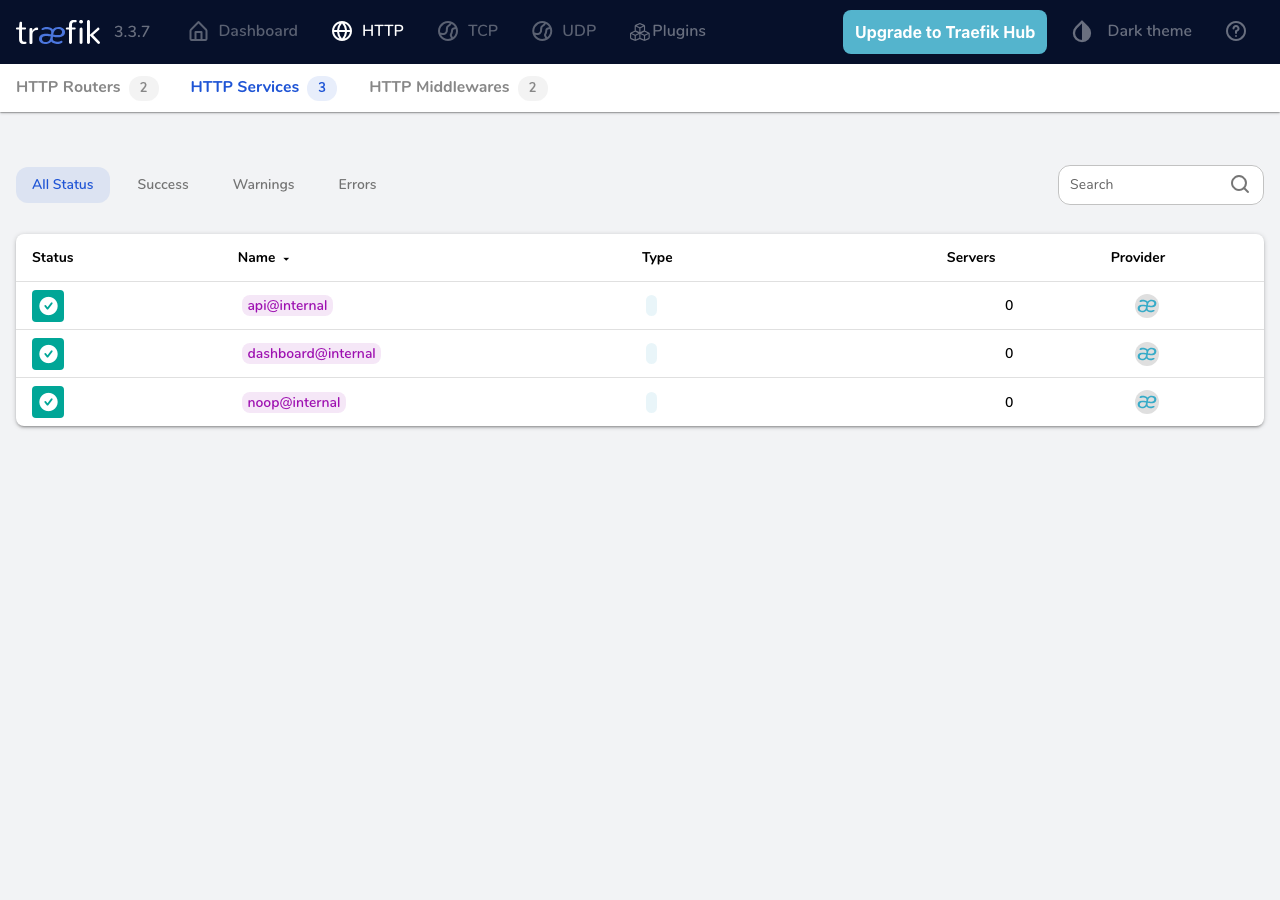 Traefik HTTPサービス一覧(実撮影)