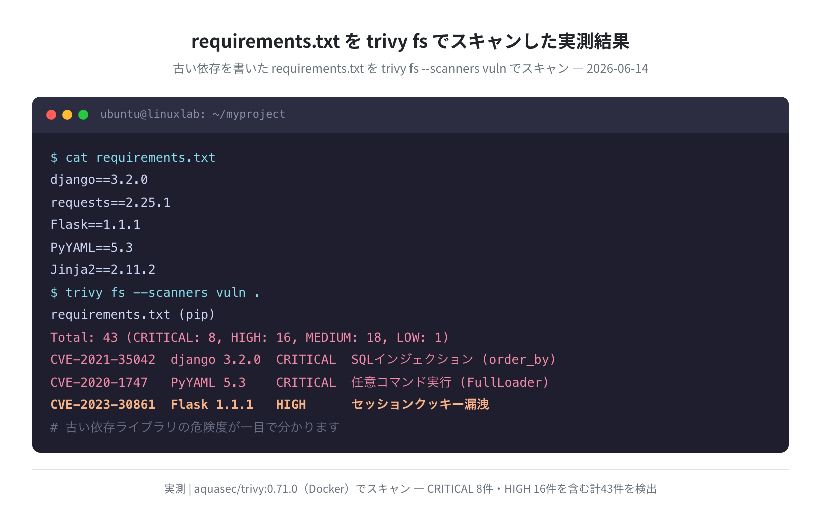 requirements.txt のファイルシステムスキャン結果(実測)