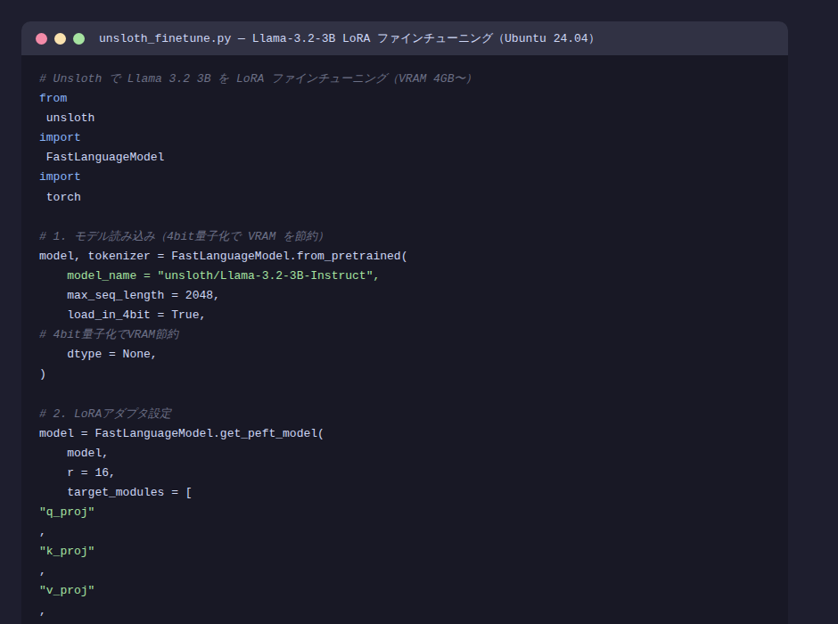 ファインチューニングコードのサンプル(再現UI)