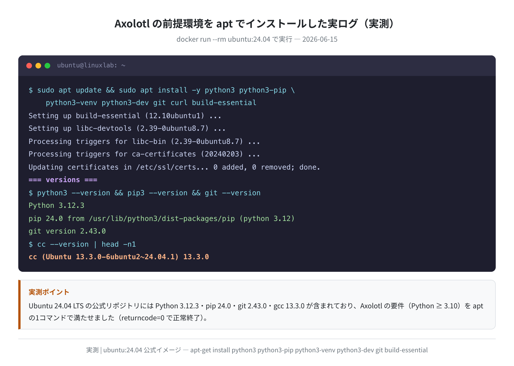 apt install の実ログ（Ubuntu 24.04 実測）