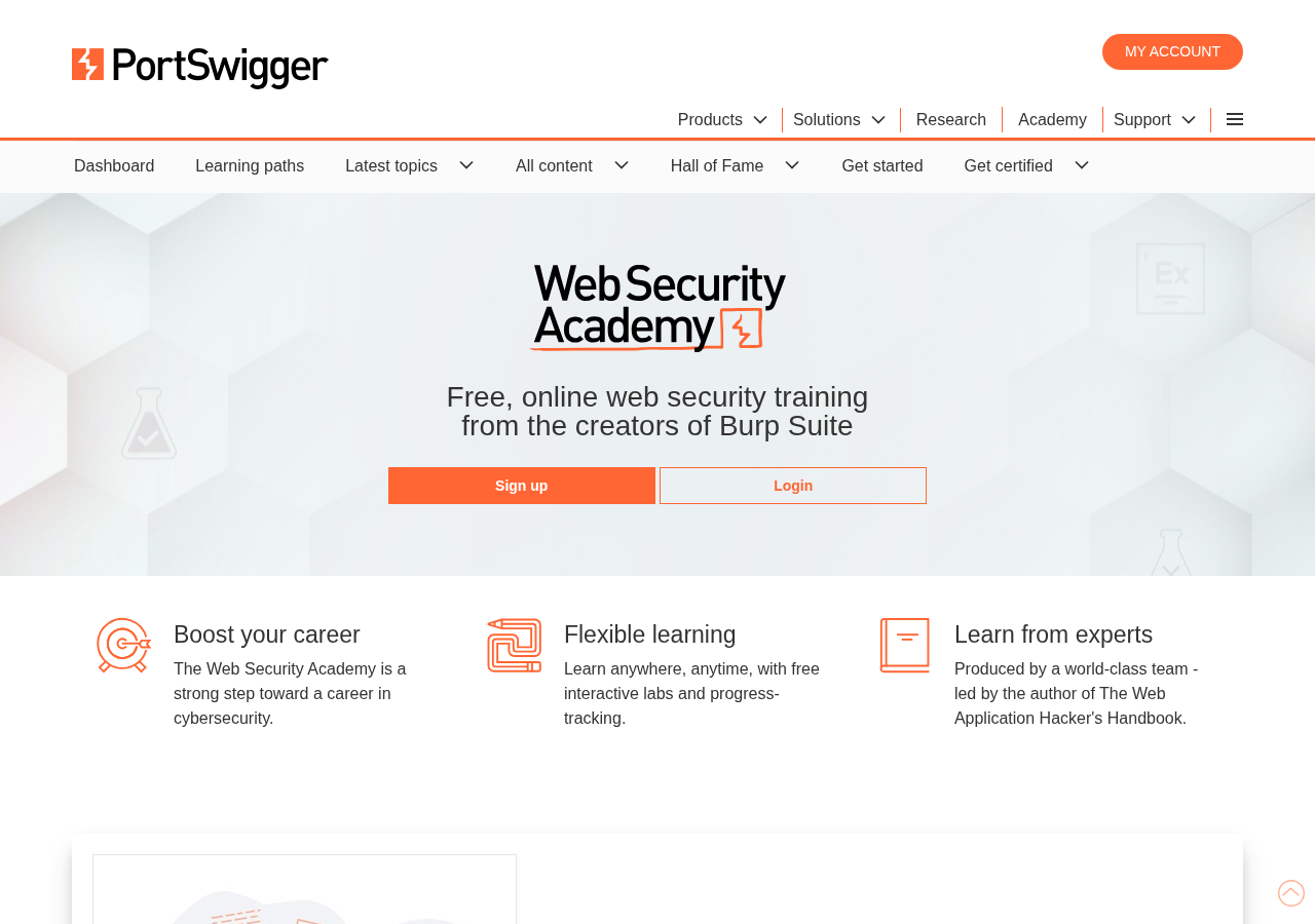 PortSwigger Web Security Academy（Burp Suite 学習リソース）