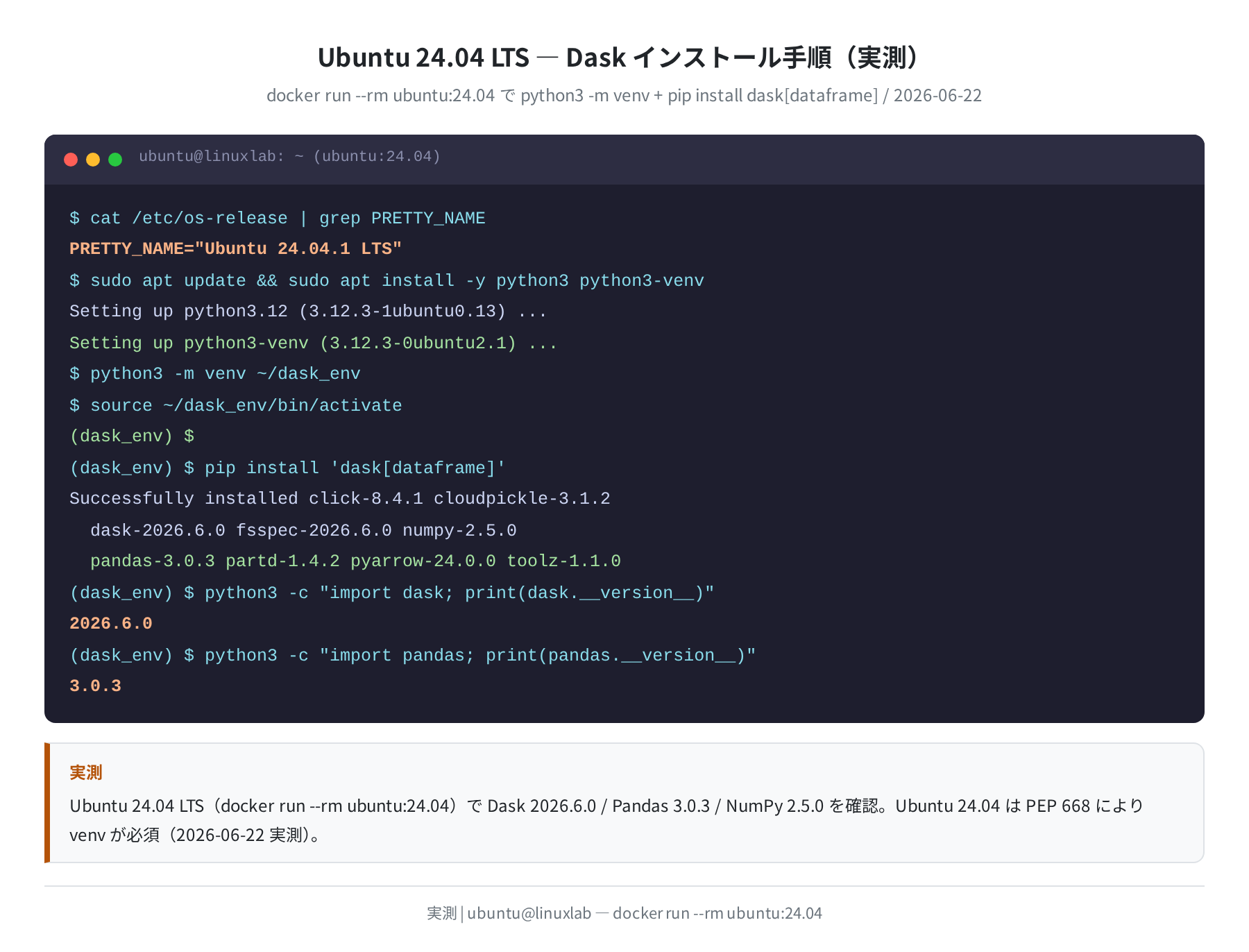 Daskインストールログ(Ubuntu 24.04 実測)
