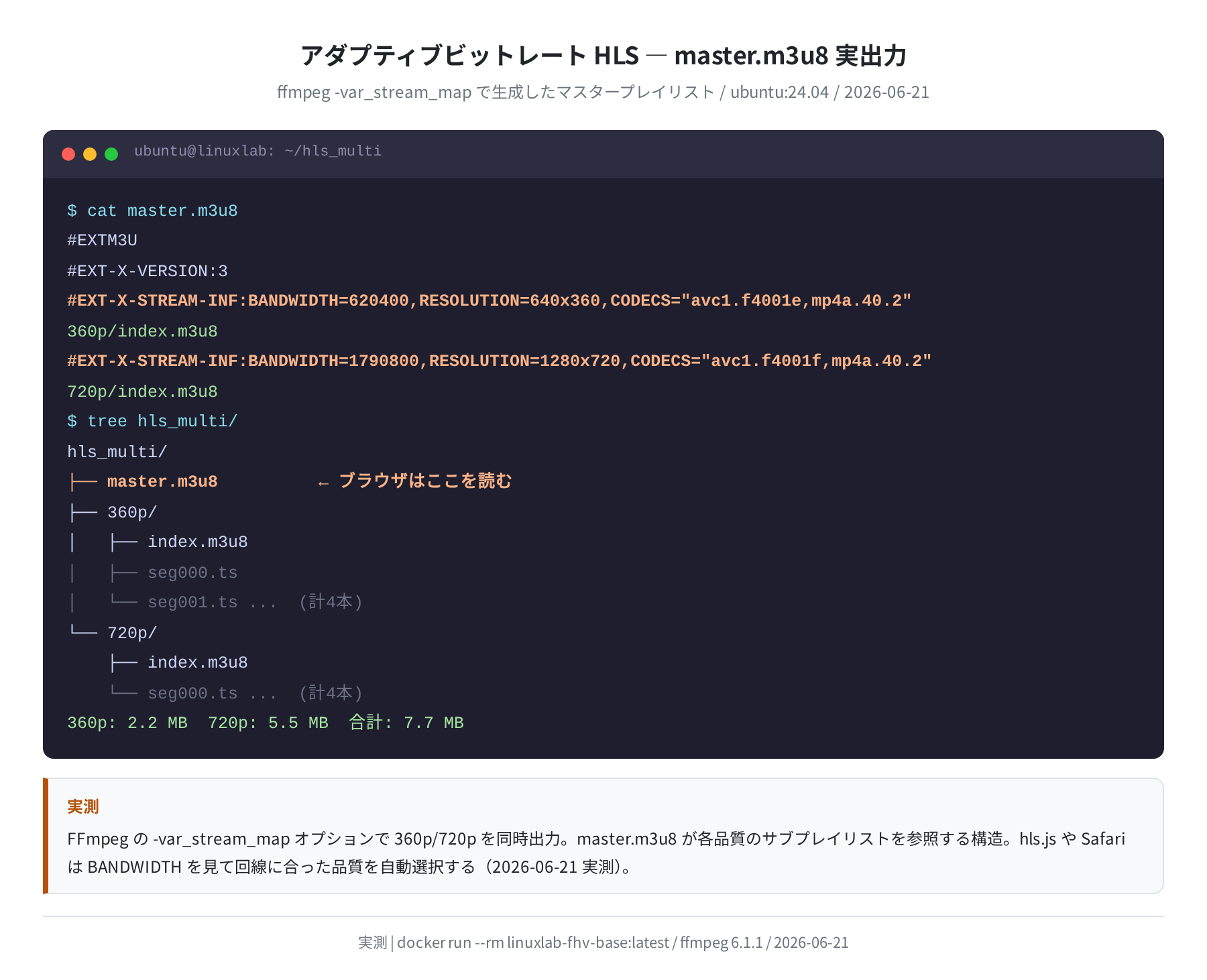 生成された master.m3u8 の実内容（実測）