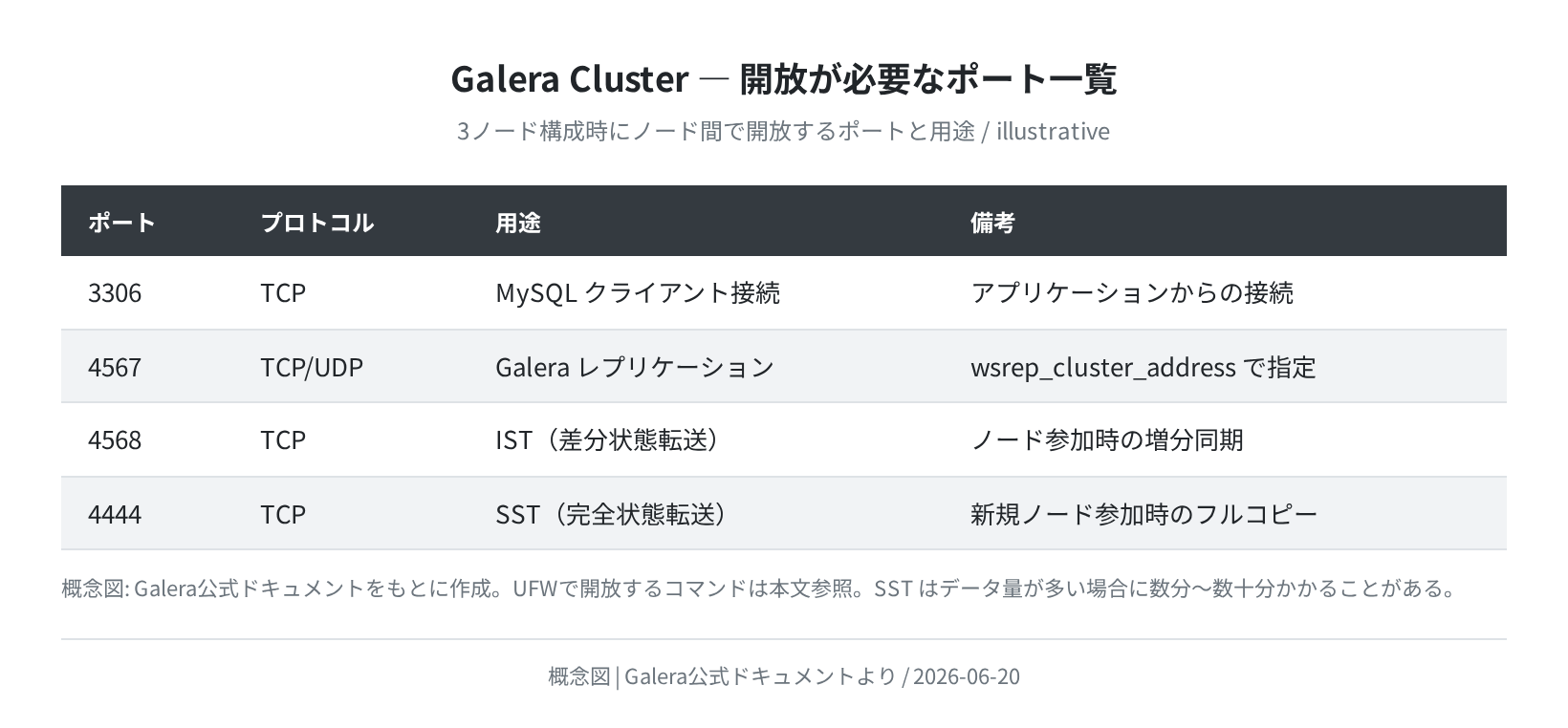 Galera Cluster ポート一覧