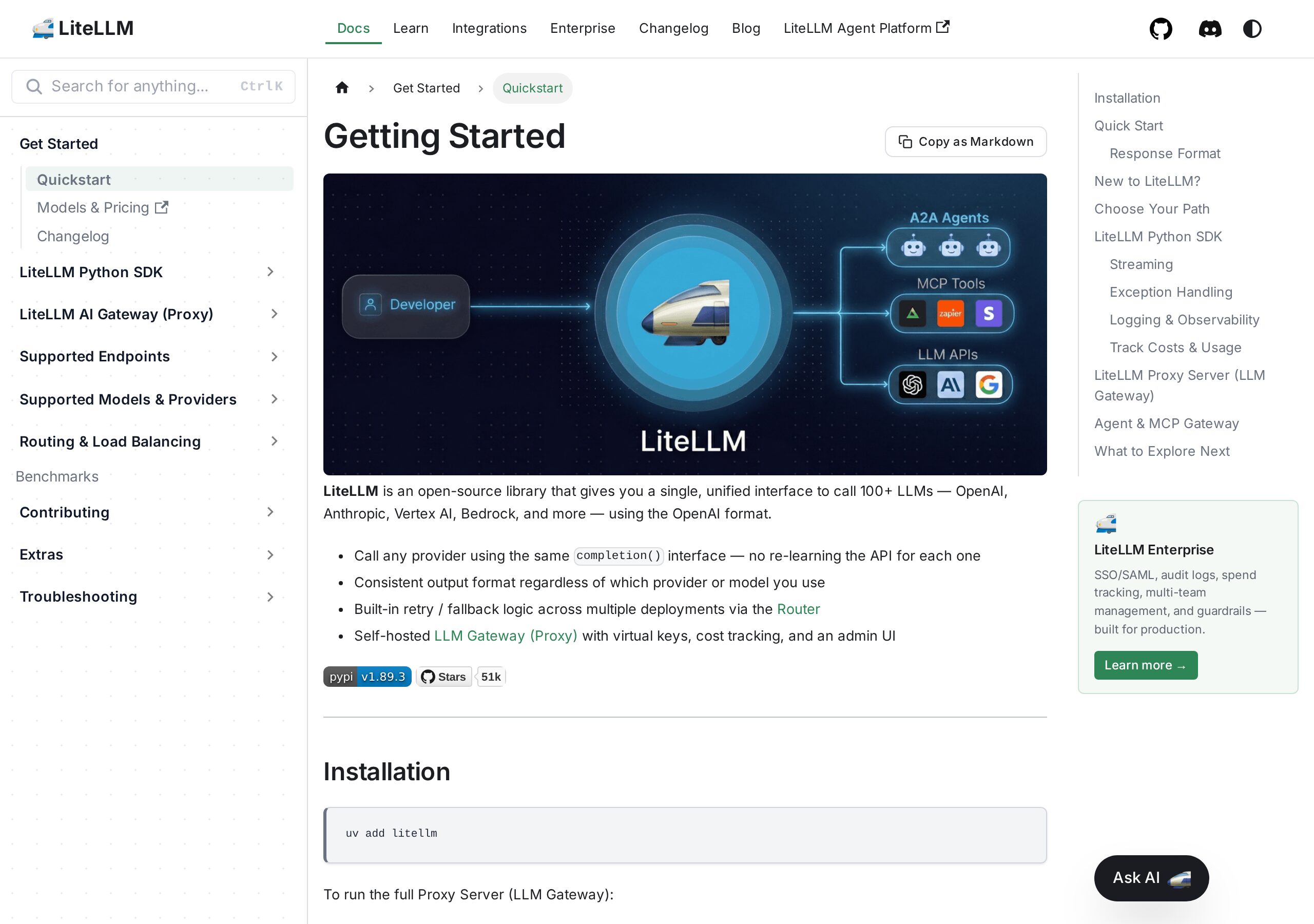 LiteLLM Getting Started ドキュメント（docs.litellm.ai — Playwright 実撮影）