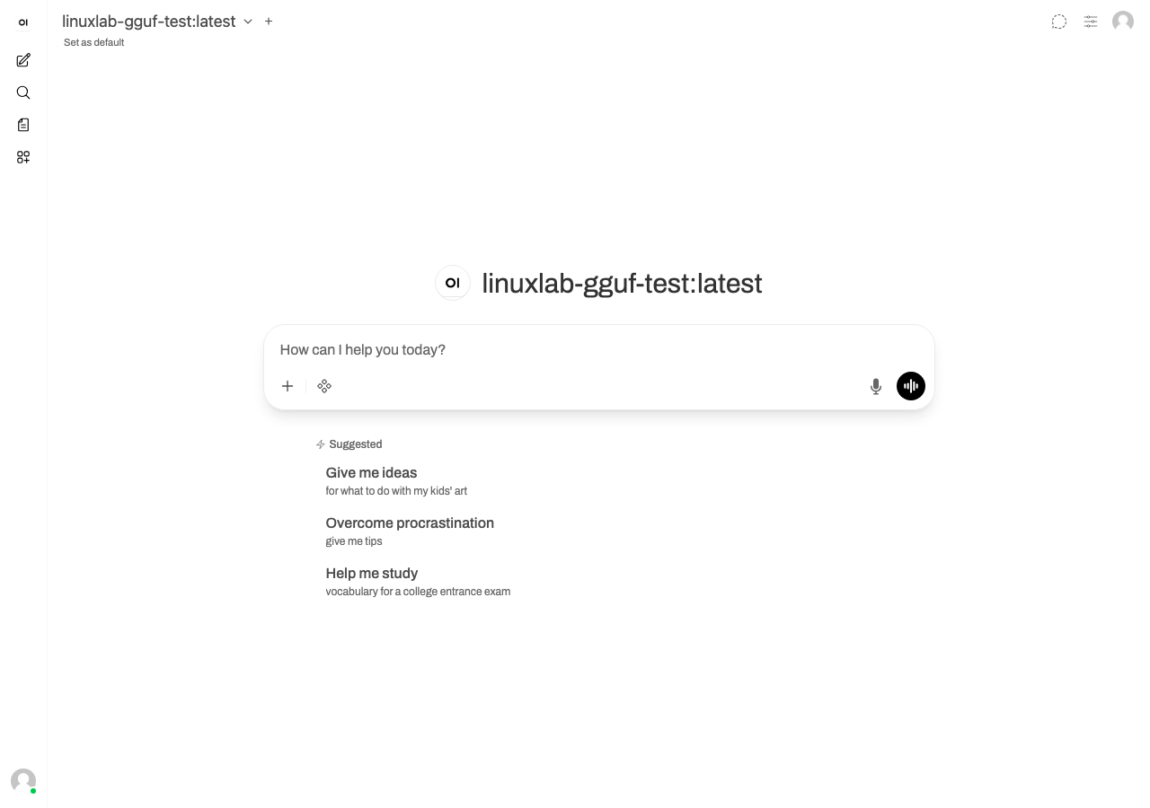 Open WebUI チャット画面（Docker起動・実撮影）