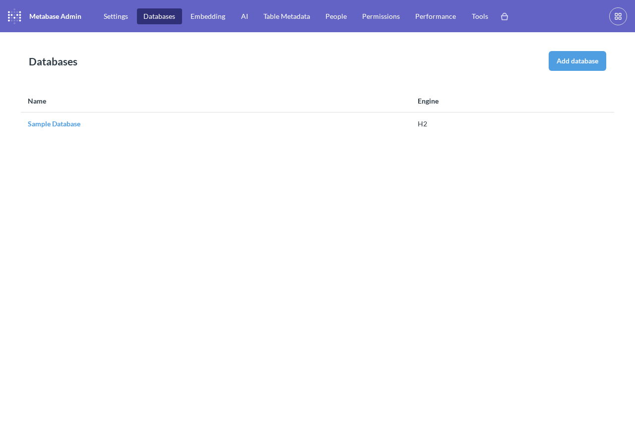 Metabase Admin データベース管理画面