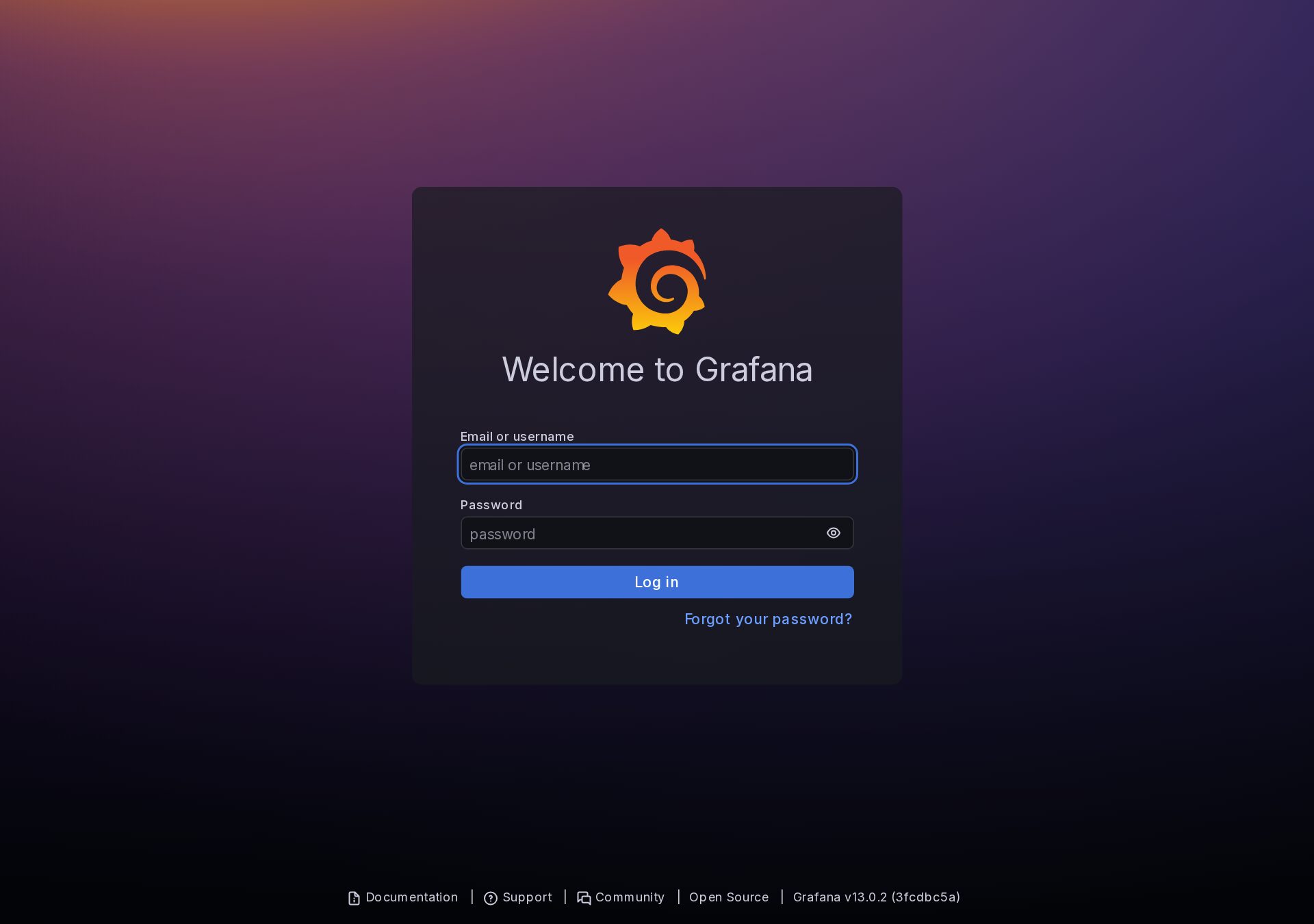 Grafana ログイン画面（実撮影）
