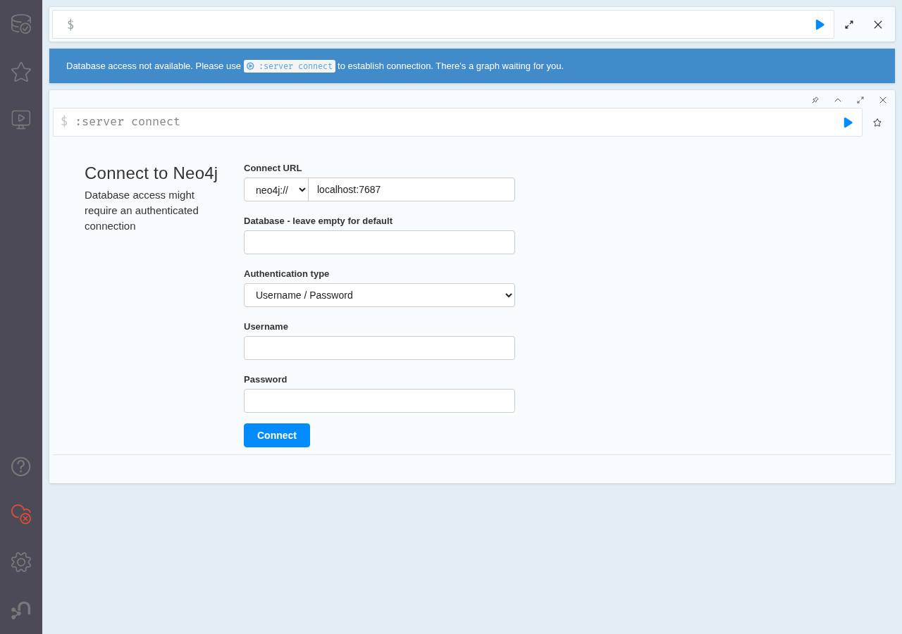 Neo4j Browser ログイン画面(ポート 7474)