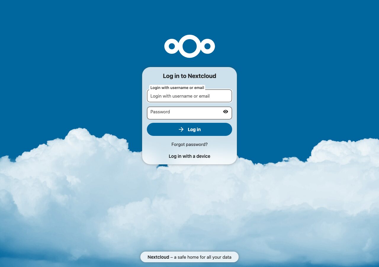 Nextcloud 29 のログイン画面(Playwright で実撮影)
