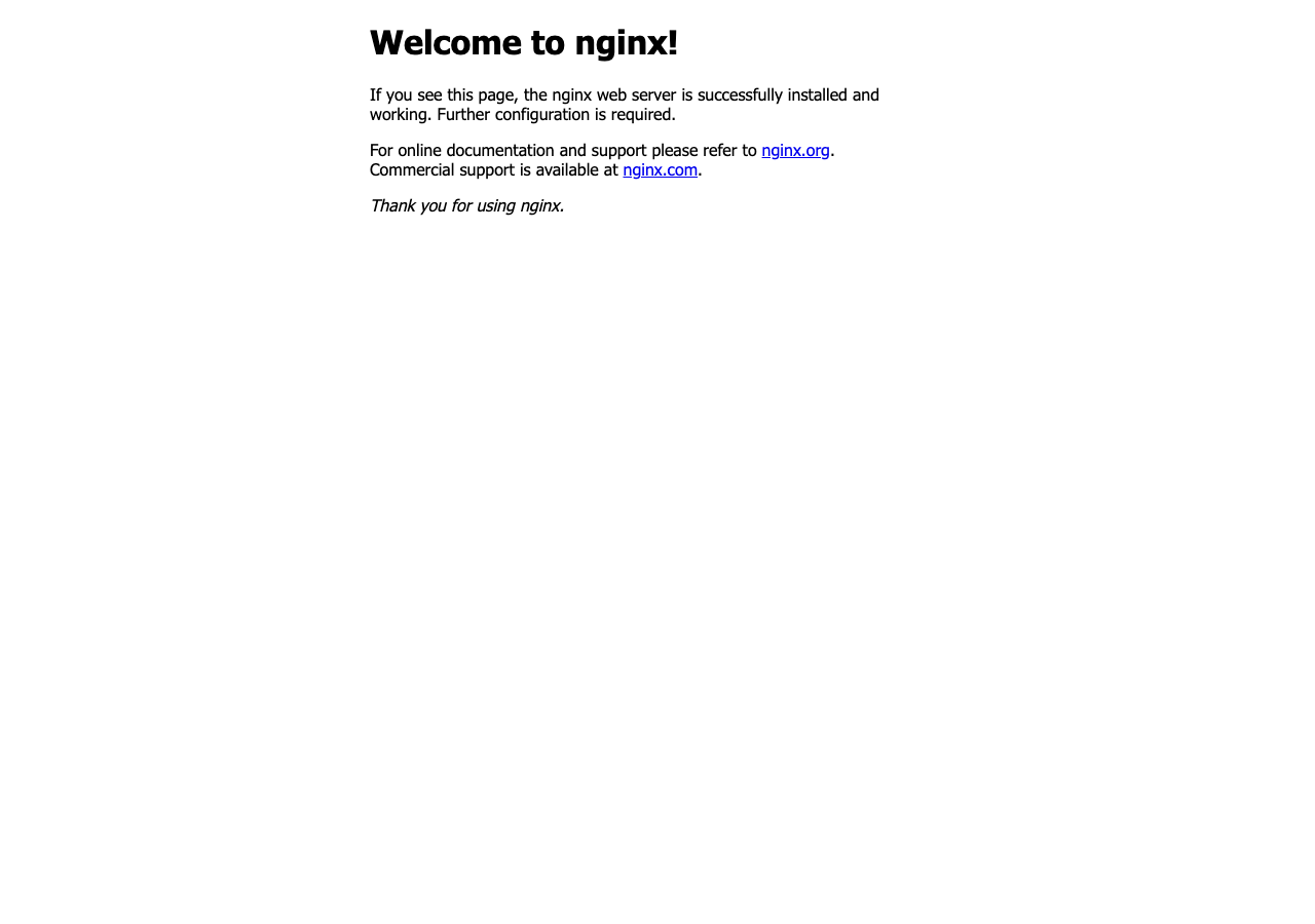Nginx デフォルト Welcome ページ（Playwright 実撮影）