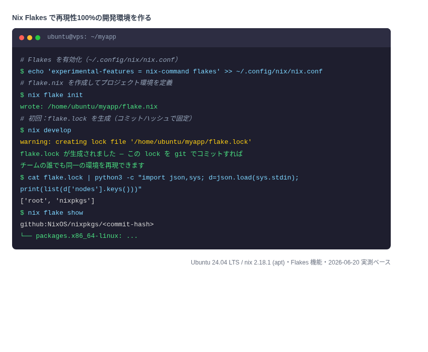 flake.nix と flake.lock の使い方(コマンド例)