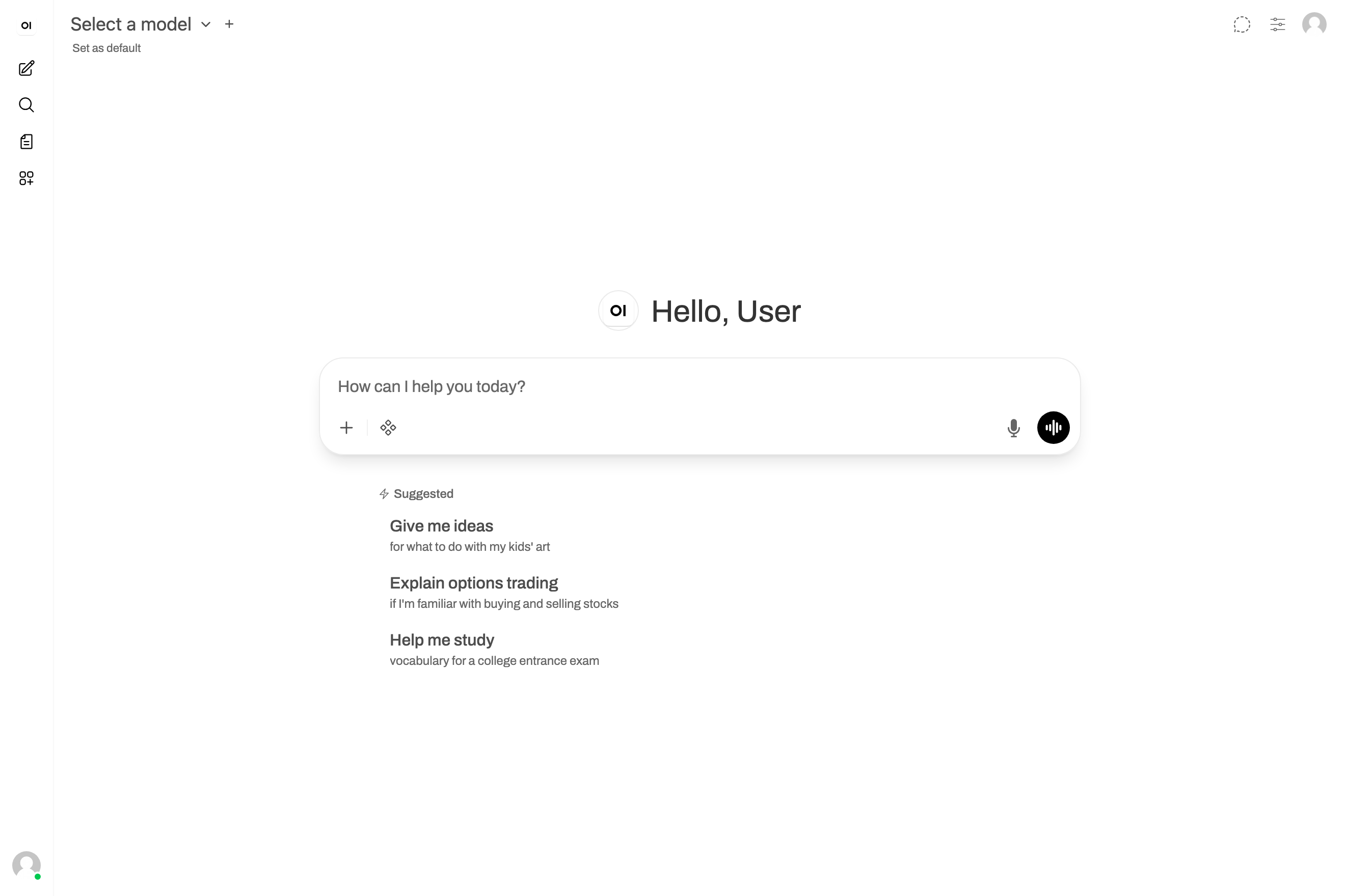 Open WebUIのメインチャット画面