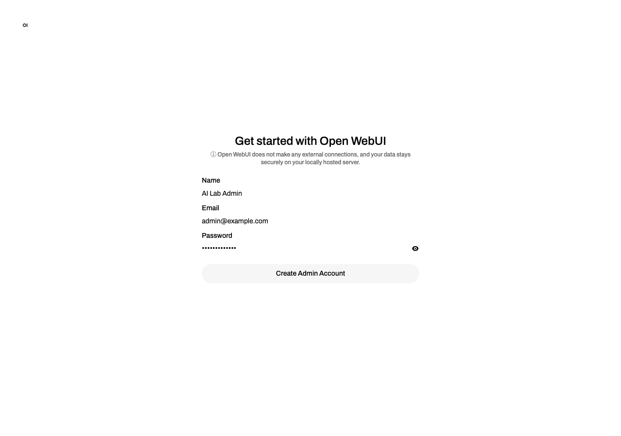 Open WebUI 初回の管理者アカウント作成画面(v0.9.6 実撮影)