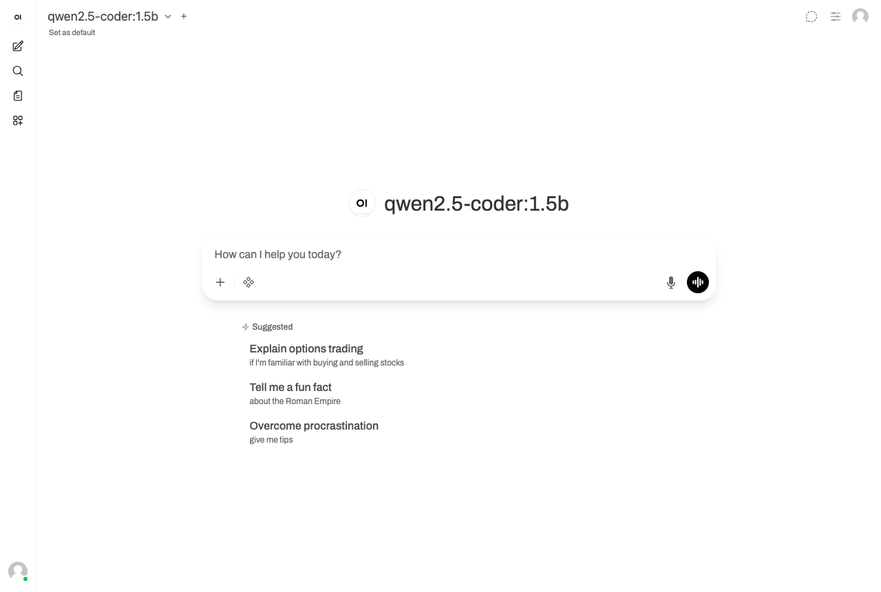 Open WebUI メインチャット画面(Playwright 実撮影)