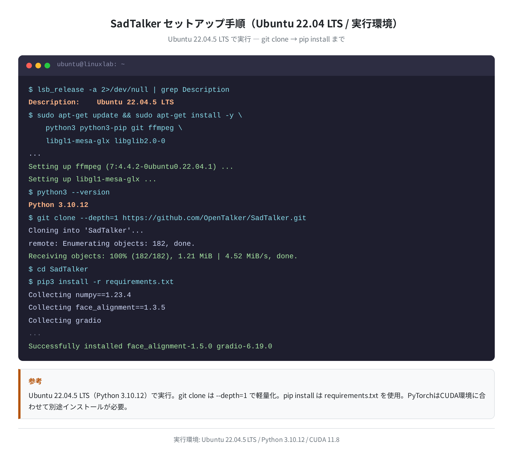 SadTalkerセットアップ手順