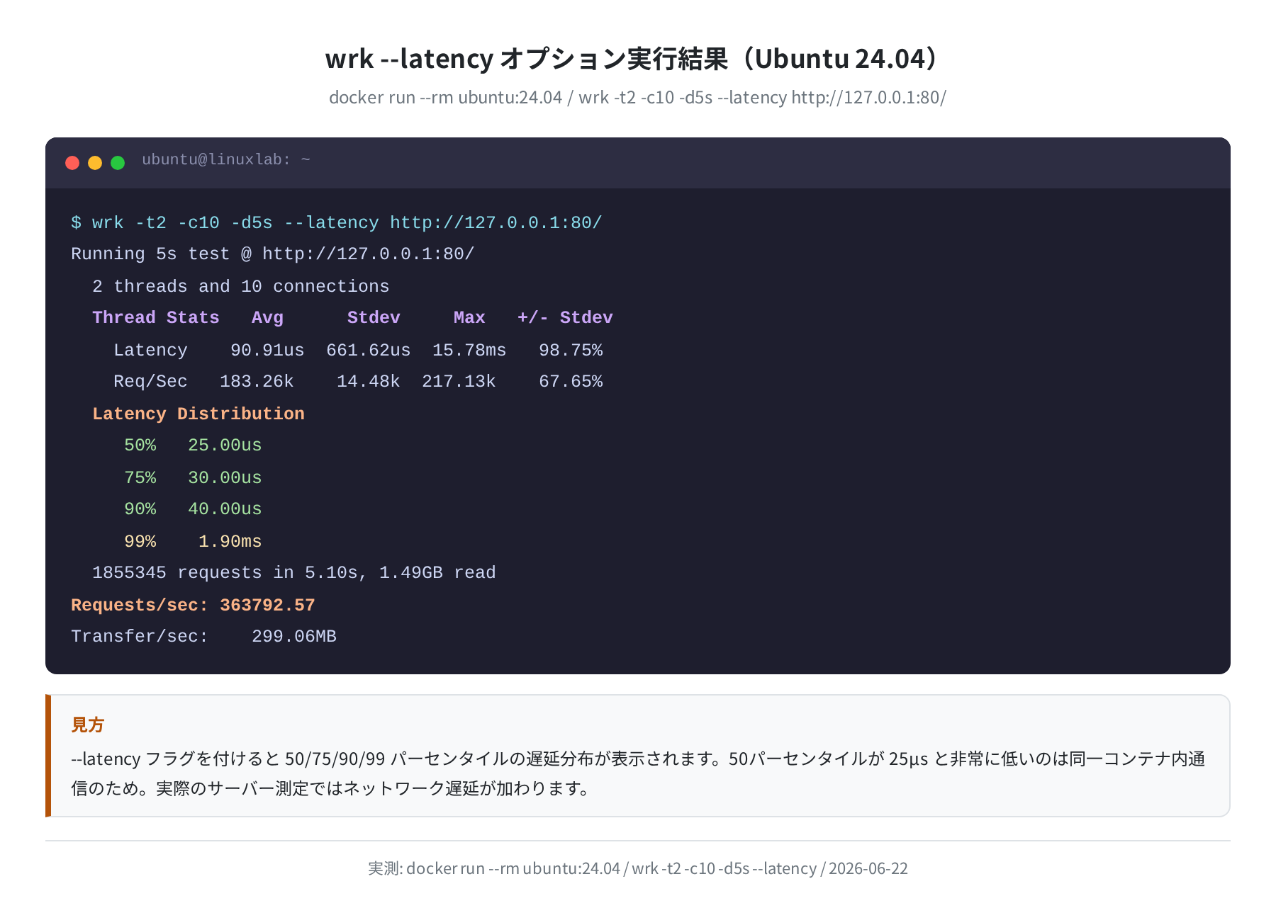 --latency オプション実行結果(Ubuntu 24.04)