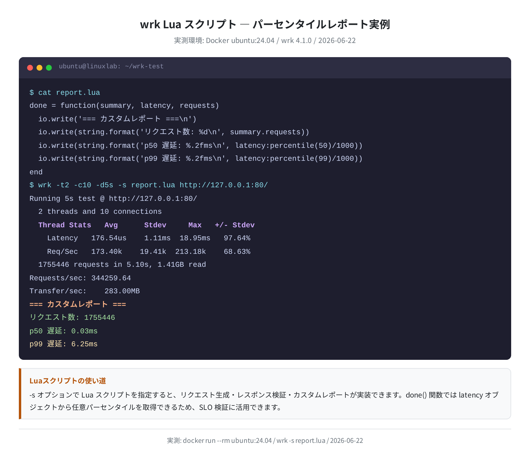 Lua スクリプトによるカスタムレポート実例