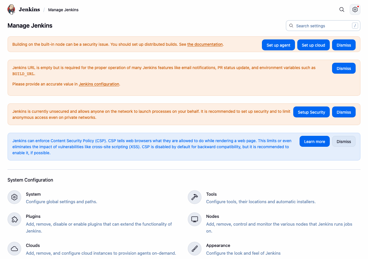 Manage Jenkins 設定画面(実画面・2026-06-13 撮影)