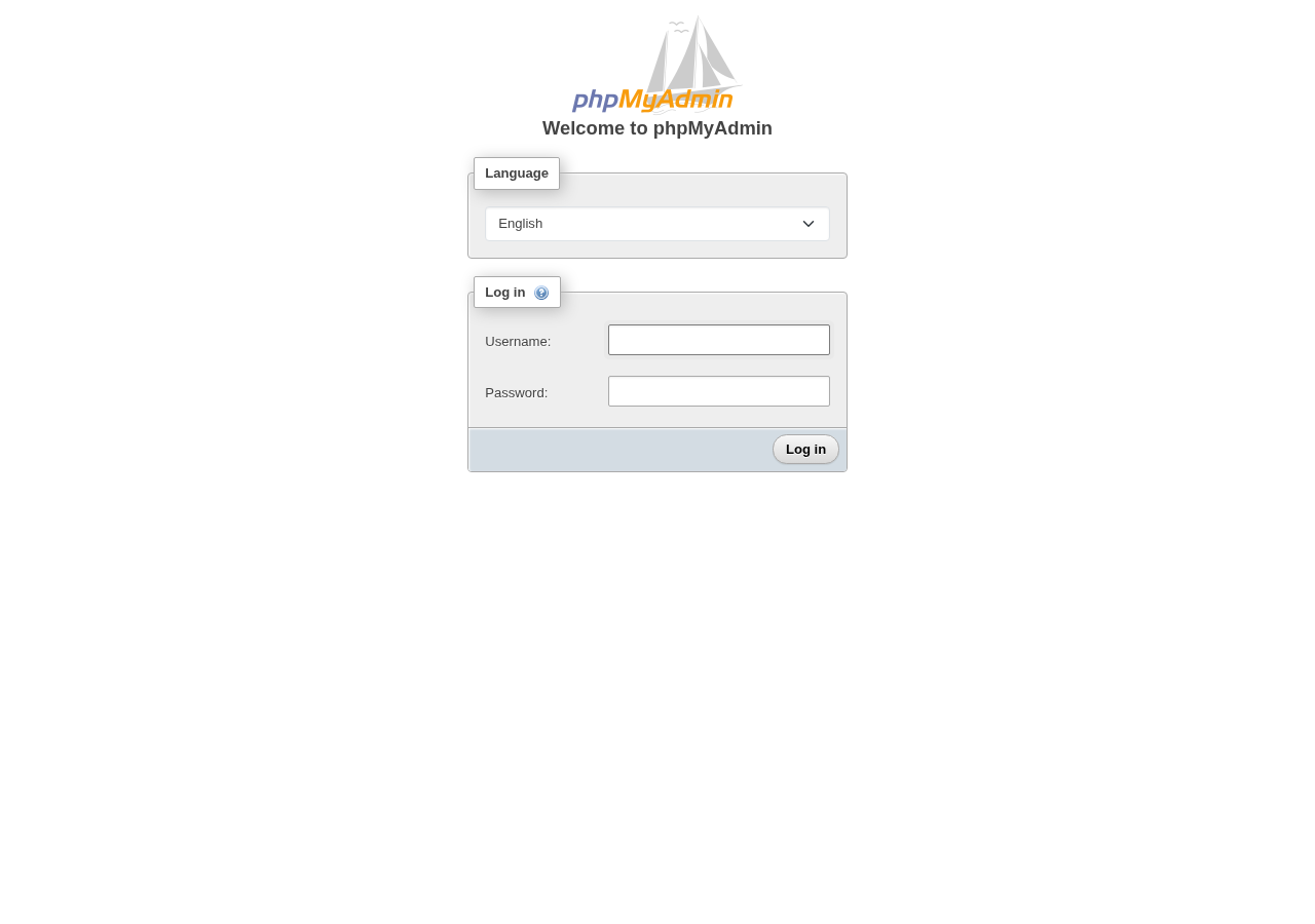 phpMyAdmin 初期ログイン画面