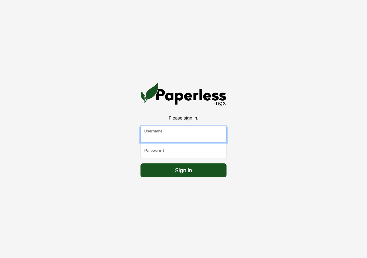 Paperless-ngxログイン画面（実撮影）